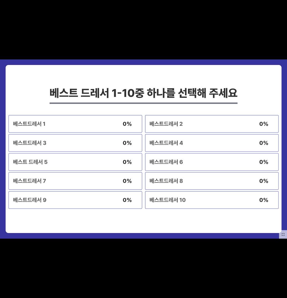 베스트 드레서 투표 시작 화면